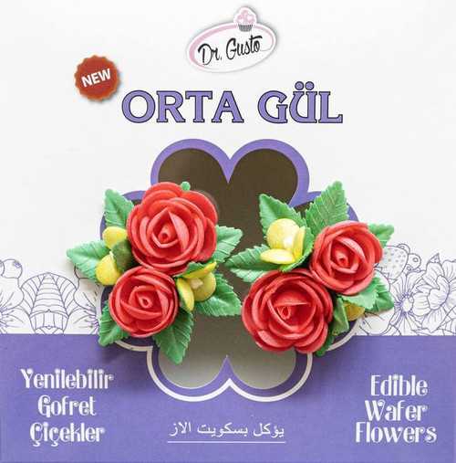 Pachet 10 buc. - Flori Decorative din Vafa Pentru Tort - Buchet Trandafiri Rg
