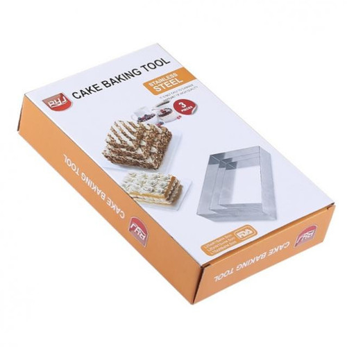Set 3 Forme pentru tort multietajat dreptunghiulare, 3 Marimi, Inox