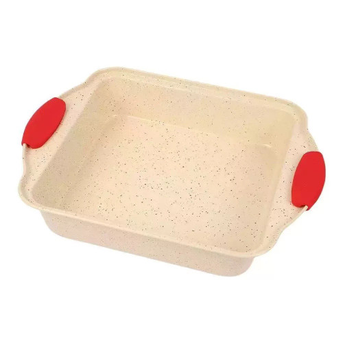 Tavă de Copt Pătrată Antiaderentă, Mânere Silicon, 22.5 cm