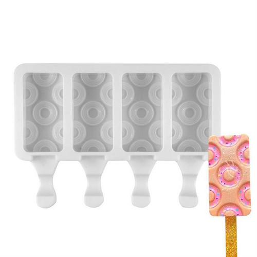 Forma de silicon pentru inghetata Donuts Bar cu 4 cavitati