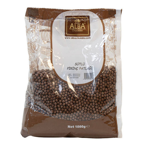 Perle din Orez Expandat 4 mm - CIOCOLATA CU LAPTE - 1 kg, Alba Chocolate