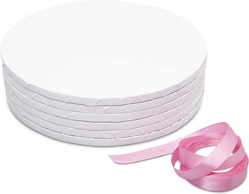 Cake drum rotund Alb- 25 cm - pachet 5 buc.