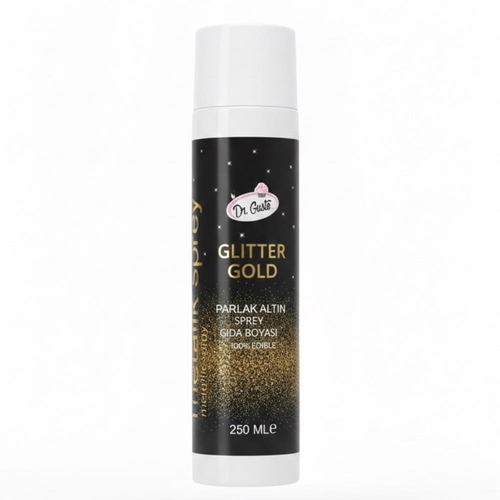 Coloranti alimentari, Colorant Spray Metalic Glitter Gold - 250 ml - Dr.Gusto, tomvalk.ro