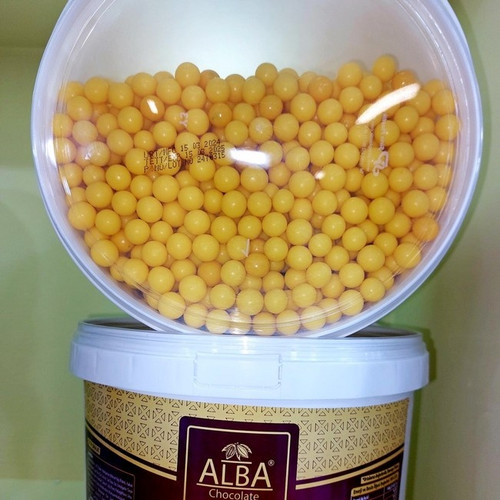Perle din Orez Expandat 10 mm - GALBEN - 2,5 kg, Alba Chocolate