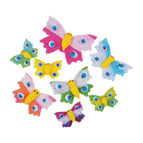 Decor tort, Decoratiuni comestibile din zahar - set 8 buc. - Fluturi, tomvalk.ro