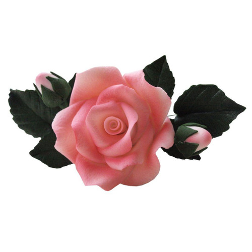 Set 2 decoratiuni comestibile din zahar - Trandafir cu boboci - TIFFANY (Turcoaz)