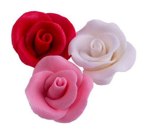 Decoratiuni comestibile din zahar - set 8 Trandafiri mici premium - ROZ