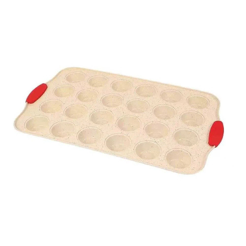 Tavă 24 Mini Brioșe Antiaderentă, cu Mânere Silicon