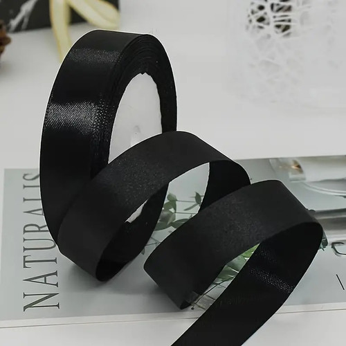 Ambalaje cofetarie, Panglica Satin - Negru - 2 cm x 22,5 m, tomvalk.ro