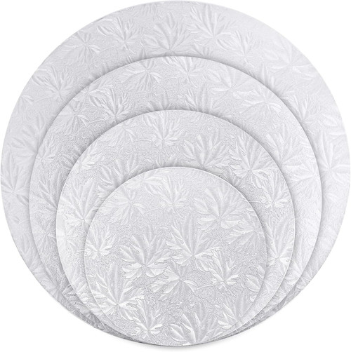 Cake Drum rotund argintiu Dharst pentru tort, 25 cm, grosime 1,2 cm, set 5 bucăți