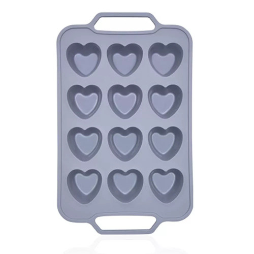 Tava Silicon pentru briose 12 alveole in forma de inima - T12025