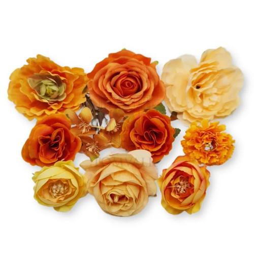 Set 10 flori pentru decor - Portocaliu - T090443