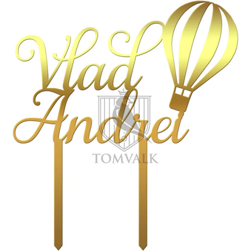 Topper tort personalizabil cu nume - Balon