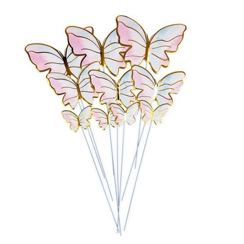 Set 10 fluturi cu betisoare - Pastel
