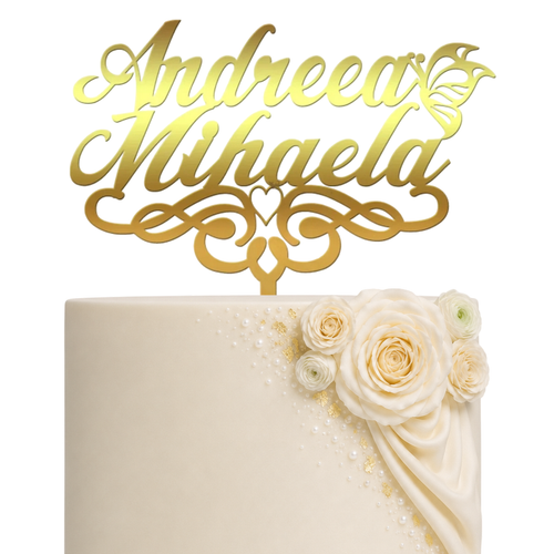 Cake toppers, Topper tort personalizat cu nume și fluture – TPN-013, tomvalk.ro