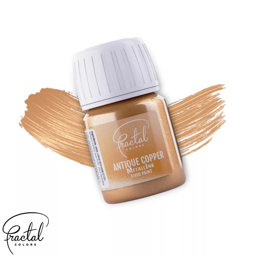 Vopsea Alimentară Metalică pentru pictat Cupru Antichizat (Antique Copper)  30ml  Fractal Colors