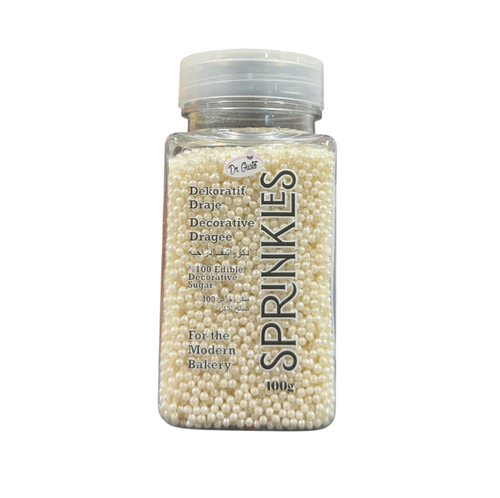 Perle comestibile din zahăr 1 mm alb sidefat Dr. Gusto 100 g