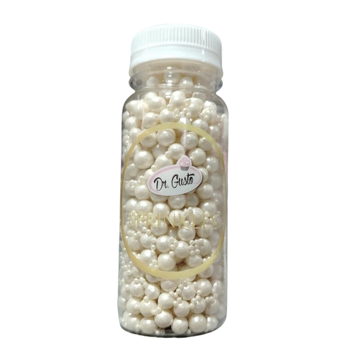 Decor tort, Perle alb sidefat - 2 dimensiuni - Dr Gusto - 140g, tomvalk.ro