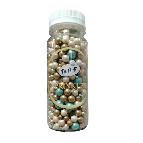 Perle mix alb auriu albastru Dr. Gusto 140 g pentru decorarea torturilor și deserturilor