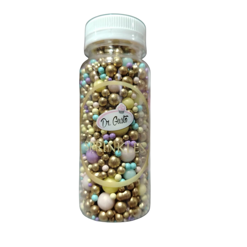 Perle mix alb auriu albastru mov Dr. Gusto 140 g pentru decorarea torturilor și deserturilor