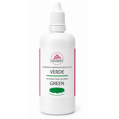 Coloranti alimentari lichizi, Colorant Alimentar VERDE pe Bază de Ulei - 80 ml  Dharst, tomvalk.ro