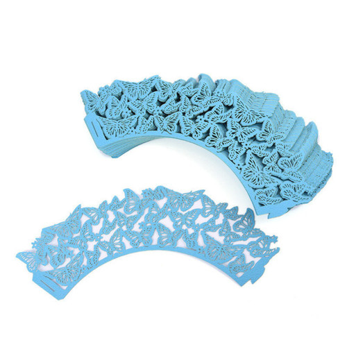 Produse pentru cofetarie, Set 10 invelitori decorative pentru briose - Fluturi - albastru, tomvalk.ro