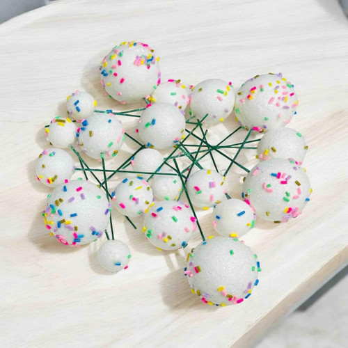 Produse pentru cofetarie, Set 20 sfere decor sprinkles - Alb, tomvalk.ro
