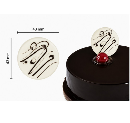 Decoratiuni din ciocolata - disc decor alb/negru - cutie 288 buc