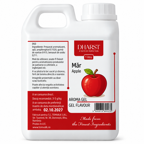 Arome și esențe pentru cofetărie, Aromă gel termostabilă Măr – Dharst – 1 L, tomvalk.ro