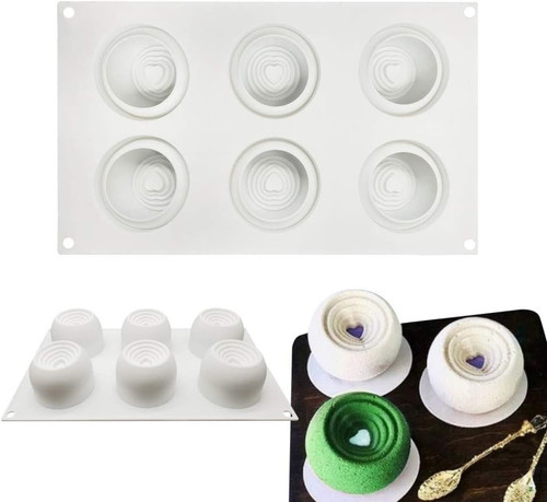 Forme pentru brioșe și prăjituri, Formă din silicon Vortex Hearts, 6 cavități – 29,5 × 17,2 cm, tomvalk.ro