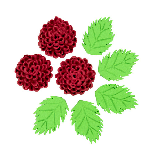 Decoratiuni comestibile din zahar - set Crizanteme - BORDO