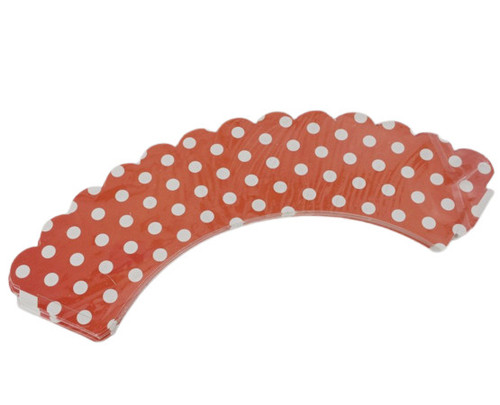 Set 12 invelitori decorative pentru briose - Rosii cu buline albe