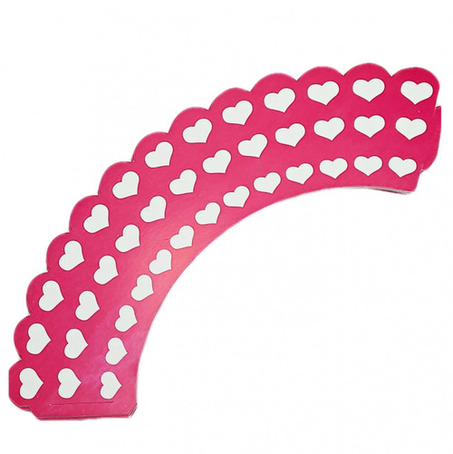Set 12 invelitori decorative pentru briose - Inimi roz