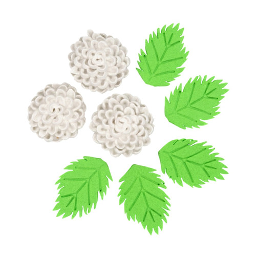 Decoratiuni comestibile din zahar - set Crizanteme - ALB