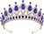 Coronita aurie din metal cu perle Albastre  15,5 cm  H 6,5 cm
