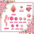 Set pentru ornat torturi - Roz-Auriu - T090385