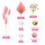 Set pentru ornat torturi - Alb-Roz-Auriu - T090386