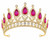 Coronita aurie din metal cu perle roz inchis - 12,5 x 6 cm
