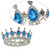 Coronita argintie din metal cu perle albastre - 12,4 x 5,4 cm