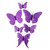 Set 12 decoratiuni fluturi - 3 dimensiuni - T090183 - Mov Gliterat
