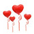 Set 5 cupcake topper Inimi - Rosu