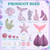 Set decor tort  Sirene - 22 piese - T090596
