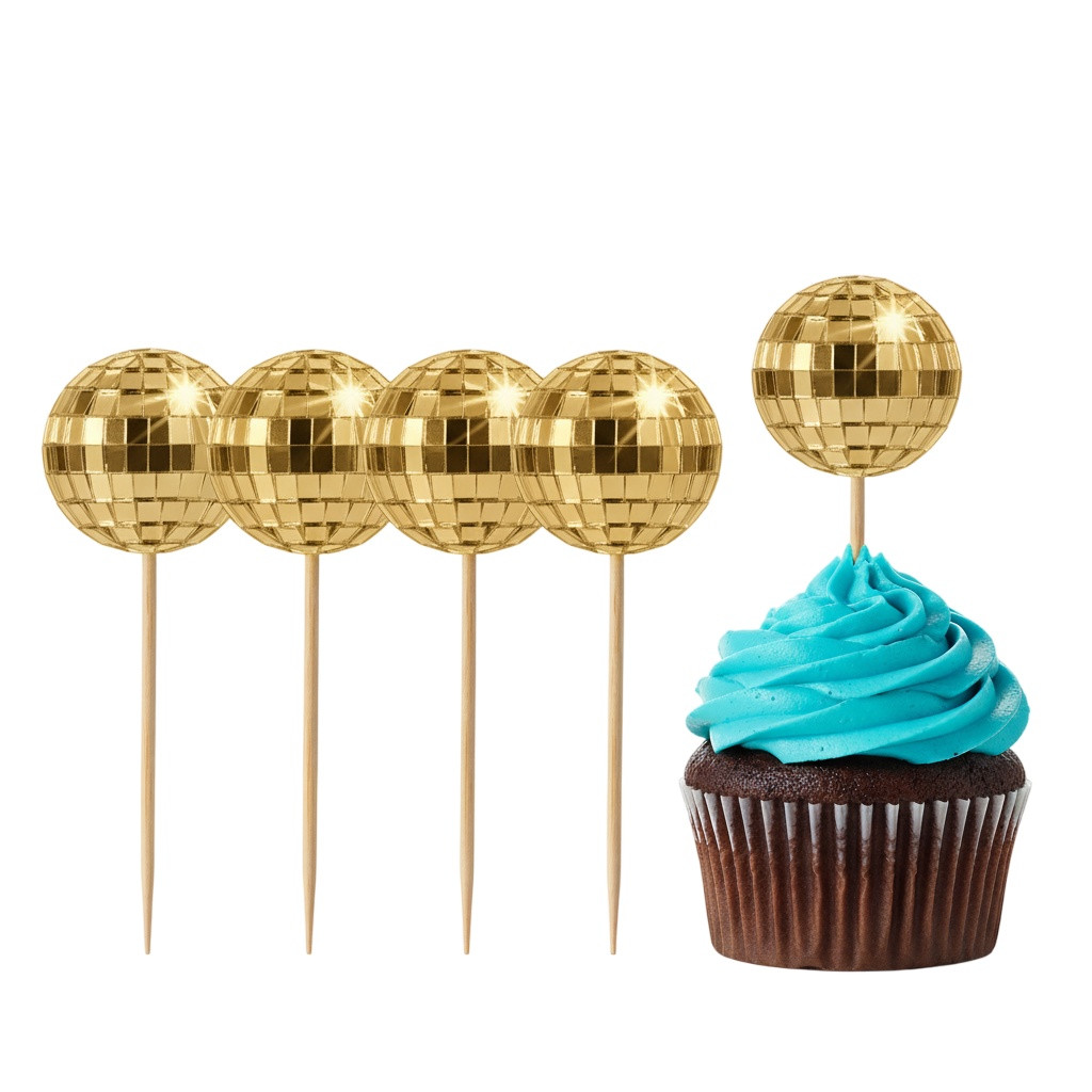 Set 4 Topper Cupcakes Discoball Aurii 4 cm