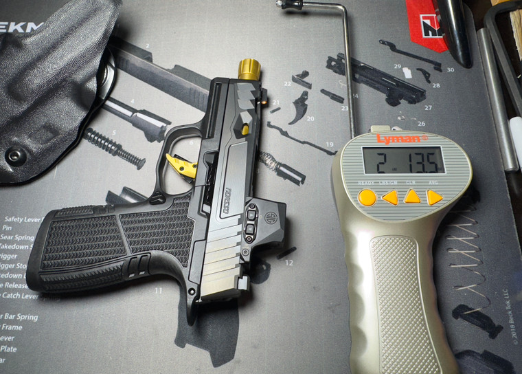 A highly tuned Sig Sauer p365. This little jewel shoots like a dream. Cleaned and tuned by us.