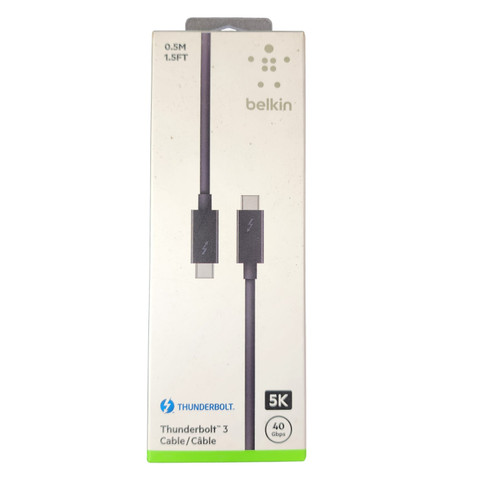 Belkin Thunderbolt 3 USB-C to USB-C Cable 60W 40Gbps 0.5m - Black