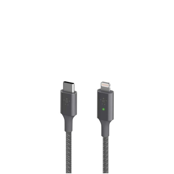 Belkin Boost Charge Smart USB-C to Lightning Cable with LED - Grey