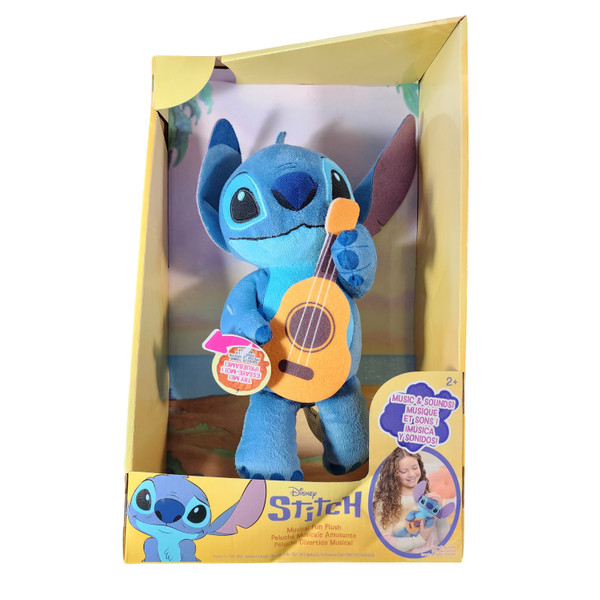 Just Play Disney Stitch Musical Fun Plush w/ Ukulele Music & Sounds Age 2+
