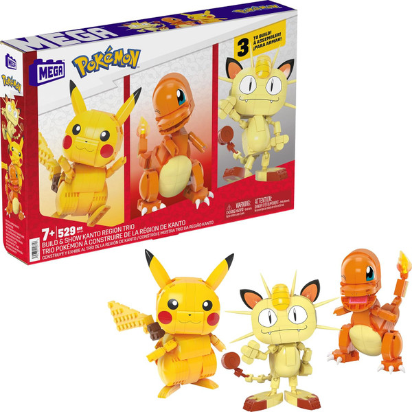 MEGA Pokemon Build Show Kanto Region Trio 3 Figure Sets 529 Pieces Age 7+