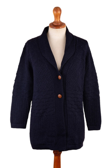 Textures in Blue Cardigan - Novica