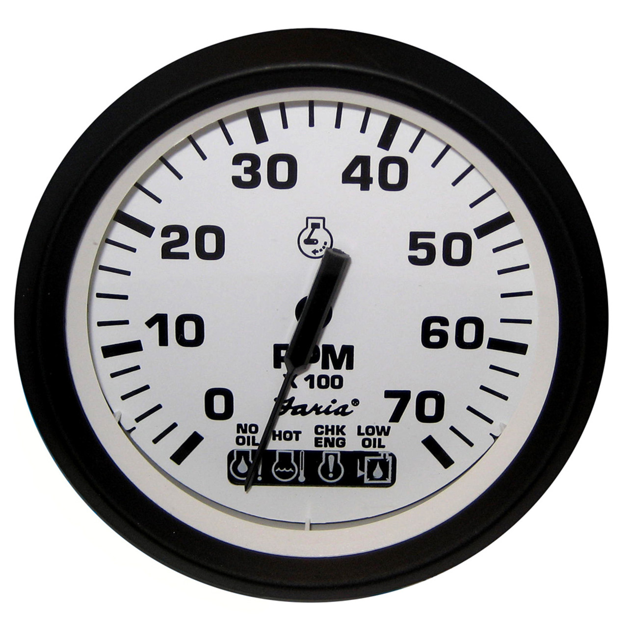 Faria Euro White 4" Tachometer w/Systemcheck Indicator - 7,000 RPM (Gas - Johnson / Evinrude Outboard)